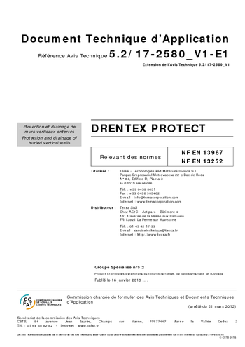 Avis Techniques DRENTEX PROTECT